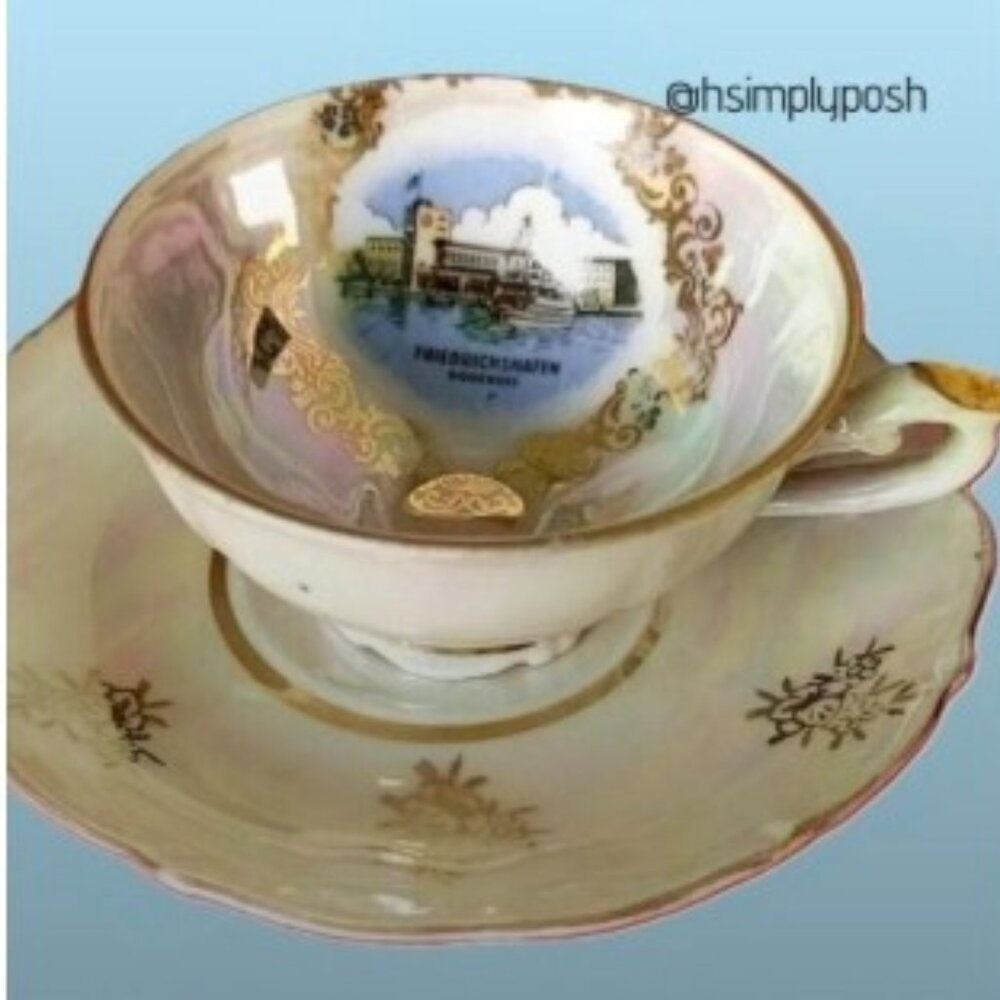 Hallerstein Bavaria Demitasse Cup Saucer Vintage Gilded Porcelain Collector
